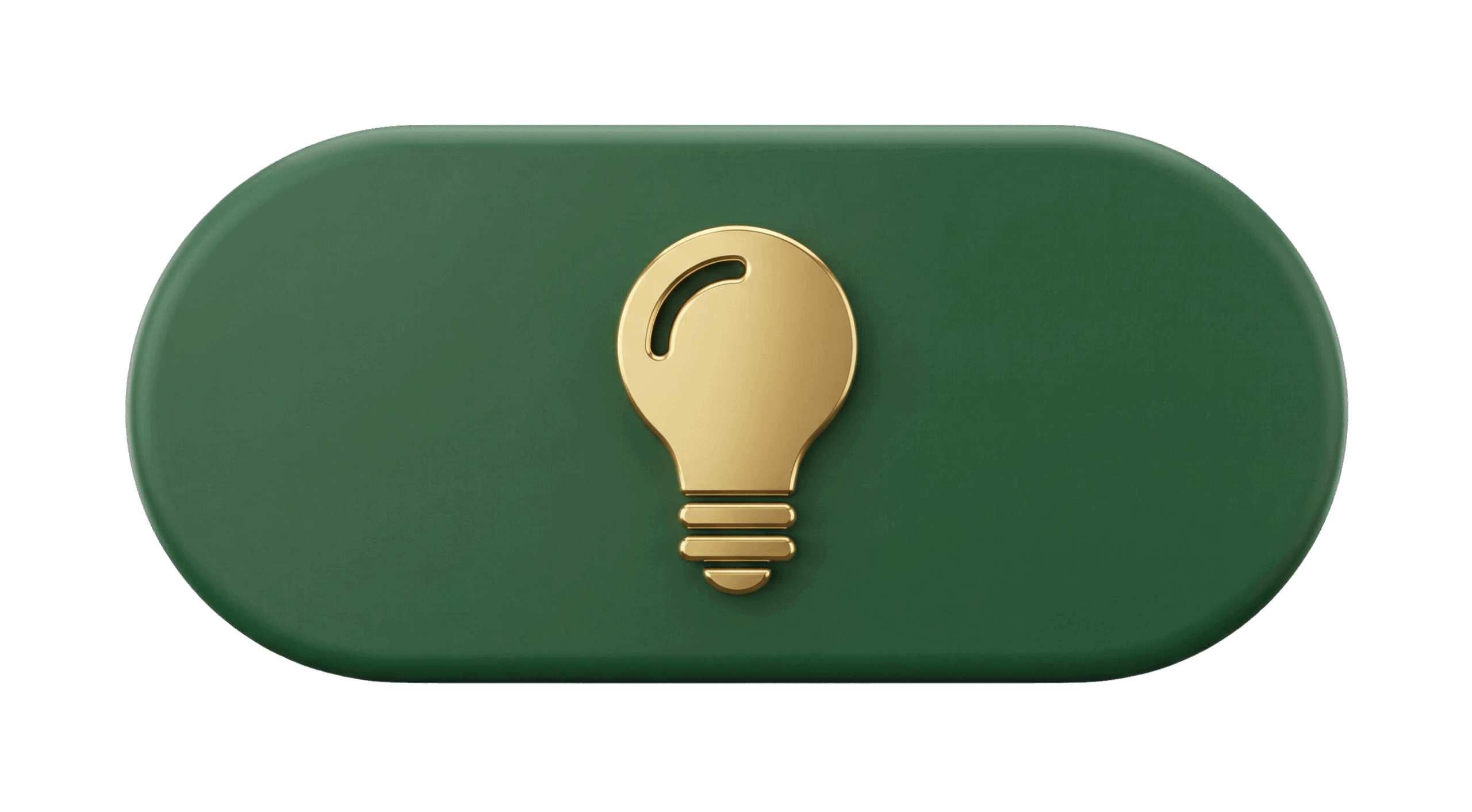 Gold lightbulb on green pill icon, representing the value of Innovation and future-readiness.