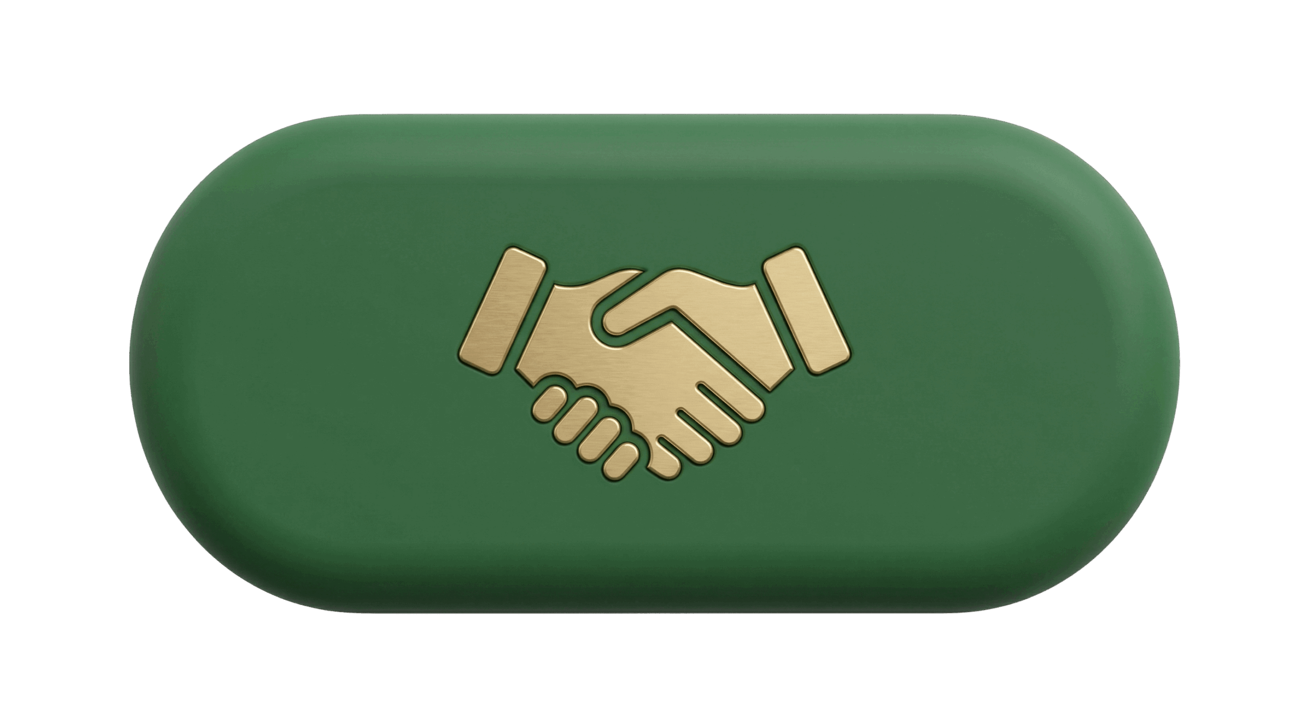 Green pill icon with gold handshake, representing post-award stewardship and funder relationships.