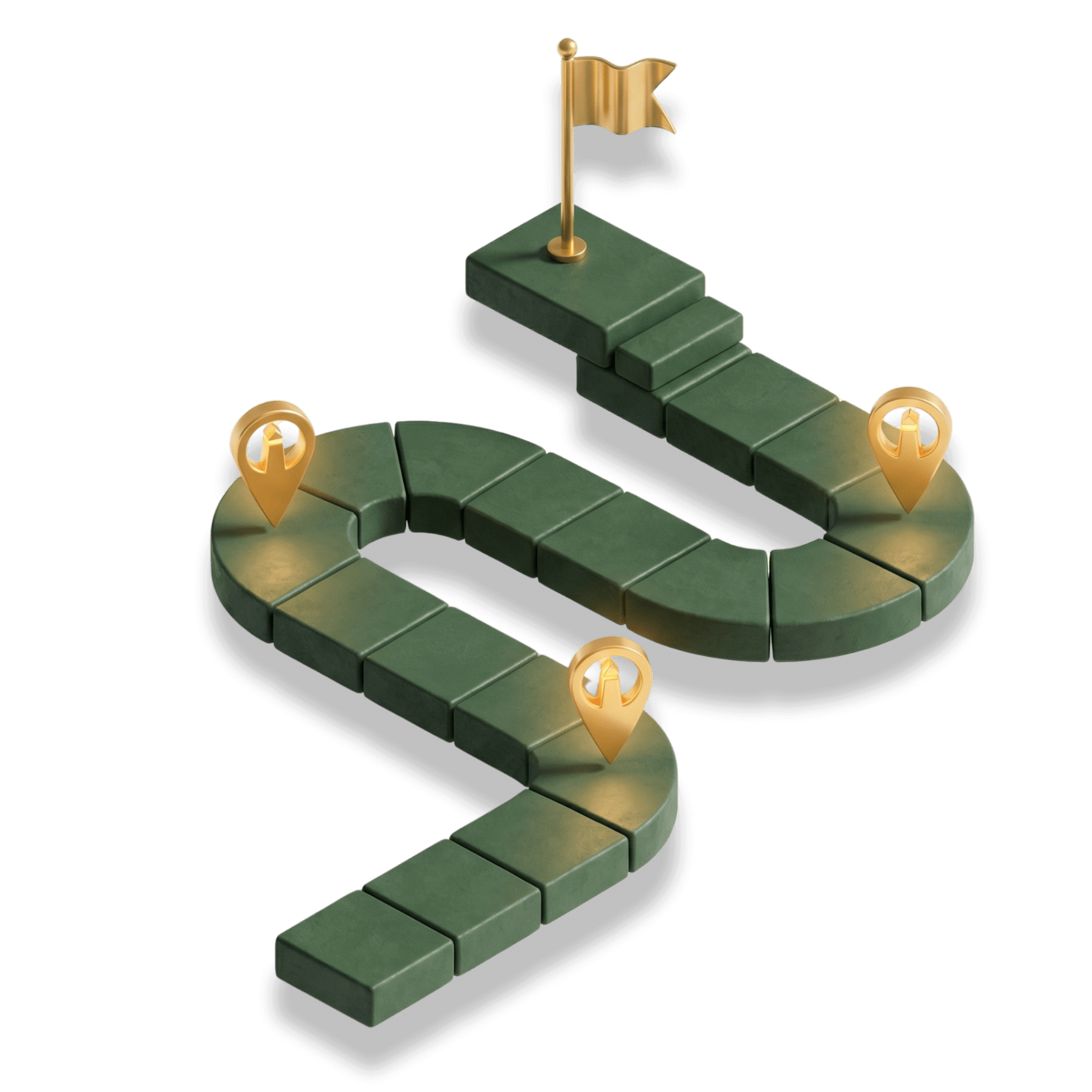 3D green logic model cubes representing strategic planning services to build actionable educational roadmaps.